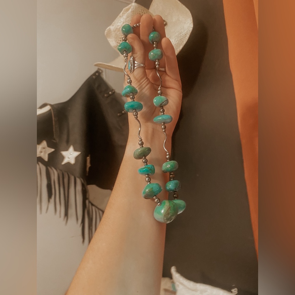 Authentic Native American Made Turquoise Nugget C… - image 1